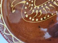 Redware 9 in. Plate with Rabbit Pattern, Antiqued