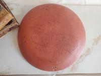 Redware 11 in. Plate with Feather Pattern, Antiqued