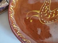 Oval Redware Platter with Whimsical Rabbit Motif