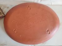 Oval Redware Platter with Whimsical Rabbit Motif
