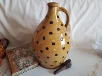 Redware Jug with Black Dots Decoration