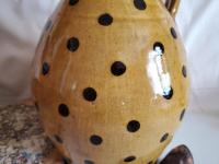 Redware Jug with Black Dots Decoration