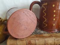 Handmade Redware Mugs (2) with Squiggles and Dots Pattern