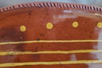 Oval Redware Platter with Traditional Slip Pattern