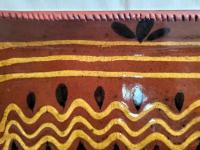 Rectangular Redware Platter with Traditional Slip Pattern