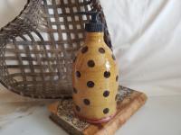 Redware Soap or Lotion Dispenser Bottle with Black Dots