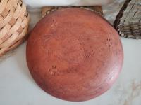 Redware 11 in. Plate, One-of-a-Kind Traditional Slip Motif, Antiqued