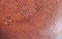 Redware 11 in. Plate, One-of-a-Kind Traditional Slip Motif, Antiqued