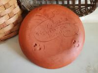 Redware 9 in. Plate, Feather Motif, Antiqued