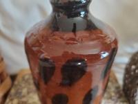 Redware Soap or Lotion Dispenser Bottle with Black Dapples