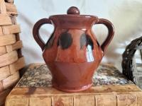 Redware 4.50 in Storage Jar with Black Dapples