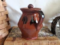 Redware 4.50 in Storage Jar with Black Dapples