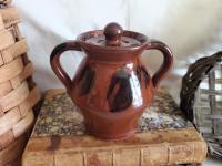 Redware 4.50 in Storage Jar with Black Dapples