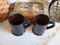 Handmade Redware Mugs (2) with Black Glaze