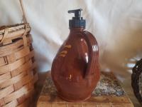 Redware Soap or Lotion Dispenser Jug with Feather Motif