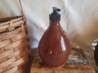 Redware Soap or Lotion Dispenser Jug with Feather Motif