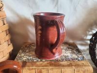 Redware Mug with Feather Pattern