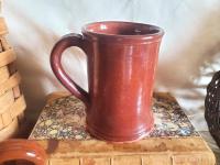 Redware Mug with Feather Pattern