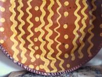 Redware 9 in. Plate, One-of-a-Kind Traditional Motif, Antiqued