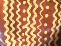 Redware 9 in. Plate, One-of-a-Kind Traditional Motif, Antiqued