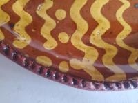 Redware 9 in. Plate, One-of-a-Kind Traditional Motif, Antiqued
