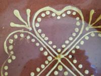 Redware Deep Trencher with One-of-a-Kind Heart Slip Motif