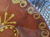 Redware Deep Trencher with One-of-a-Kind Heart Slip Motif