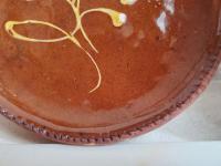 Slip-Decorated Redware 7 in. Plate with Feather Motif