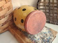 Redware Soap or Lotion Dispenser Bottle, Large Size with Black Dots