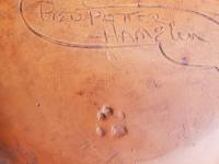 Large Redware Platter, Charger with Slip-Decorated Traditional Pattern