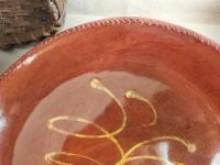  Slip-Decorated Redware 11 in. Plate with Feather Motif
