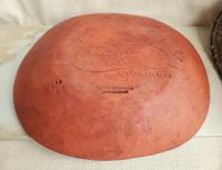 Redware Deep Trencher with Black Dots