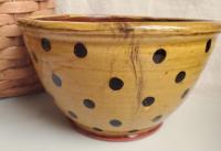 Redware Nesting Bowls (3), Black Dots, Glazed and Antiqued