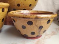 Redware Nesting Bowls (3), Black Dots, Glazed and Antiqued