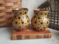 Handmade Redware Mugs (2) with Black Dots