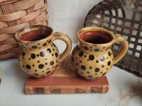 Handmade Redware Mugs (2) with Black Dots