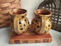 Handmade Redware Mugs (2) with Black Dots