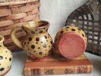 Handmade Redware Mugs (2) with Black Dots