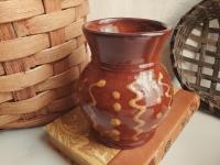 Redware Mug with Squiggles and Dots Pattern