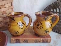 Handmade Redware Mugs (2) with Black Dots