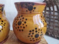 Handmade Redware Mugs (2) with Black Dots