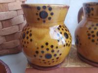 Handmade Redware Mugs (2) with Black Dots