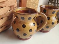 Redware Mugs (2) with Black Dots