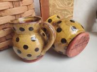 Redware Mugs (2) with Black Dots