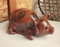Redware Piglet with Black Splotches
