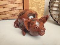 Redware Piglet with Black Splotches