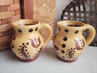 Sgraffito Decorated Redware Mugs (2)