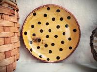 Redware 9 in. Plate with Black Dots
