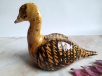 Redware Duck Bank with "Feathered" Pattern and Lead Free Glaze