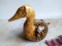 Redware Duck Bank with "Feathered" Pattern and Lead Free Glaze